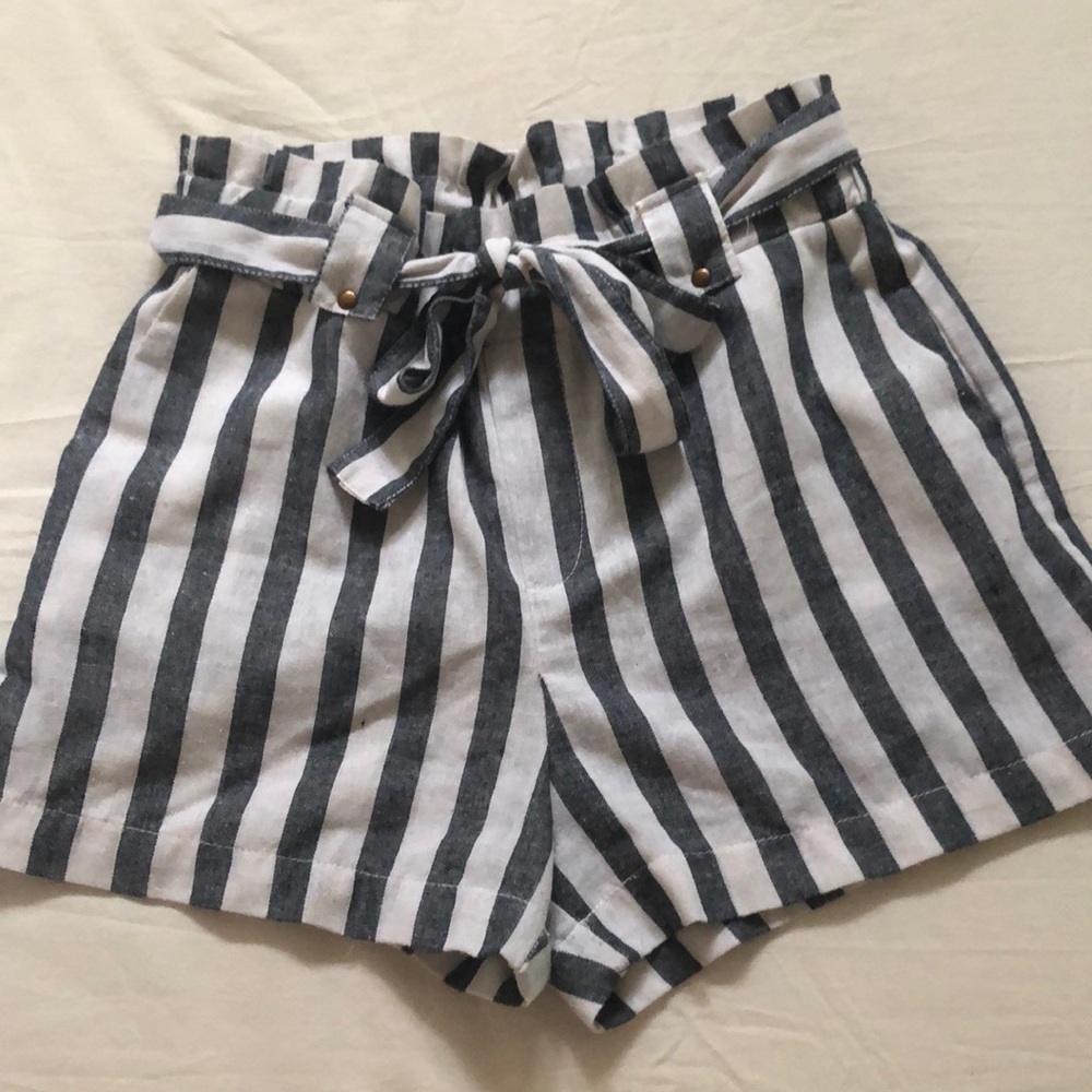Striped high waisted shorts